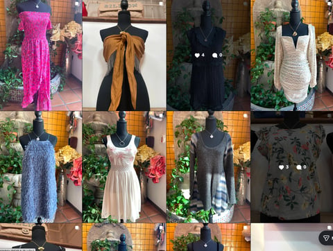 Vintage clothing on mannequins
